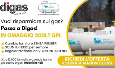 VUOI RISPARMIARE SUL GAS? PASSA A DIGAS! IN OMAGGIO 200LT